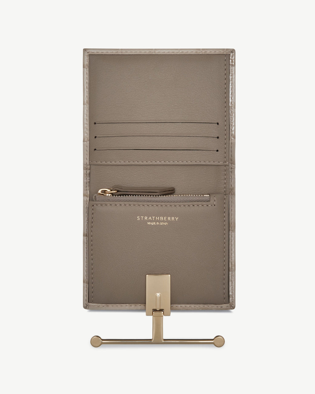 Melville Street Wallet - Croc-Embossed Leather Light Taupe