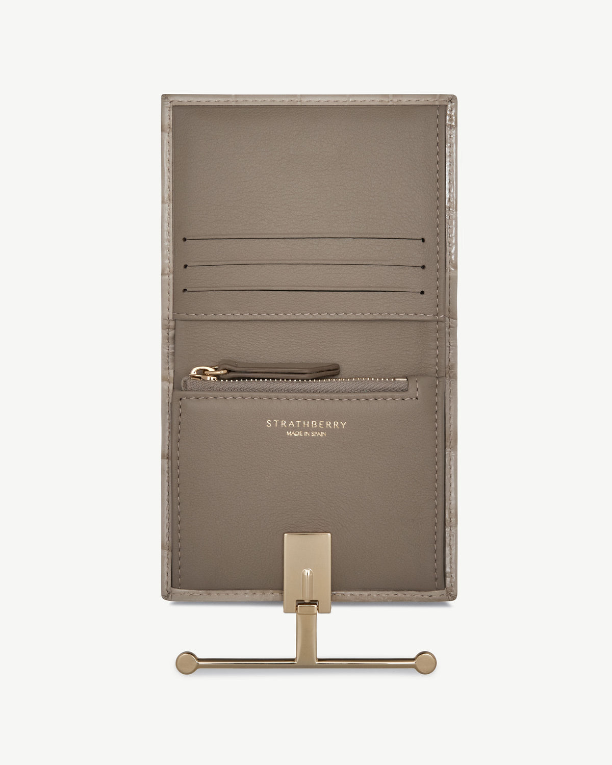 Melville Street Wallet - Croc-Embossed Leather Light Taupe