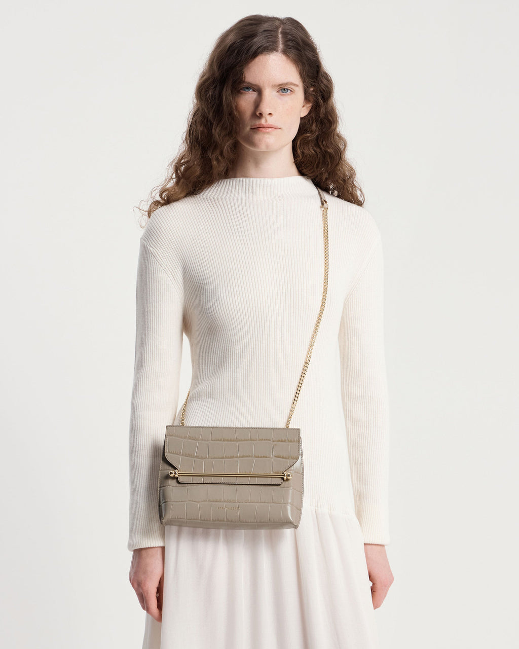 Stylist - Croc-Embossed Leather Light Taupe