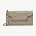 Multrees Chain Wallet - Croc-Embossed Leather Light Taupe