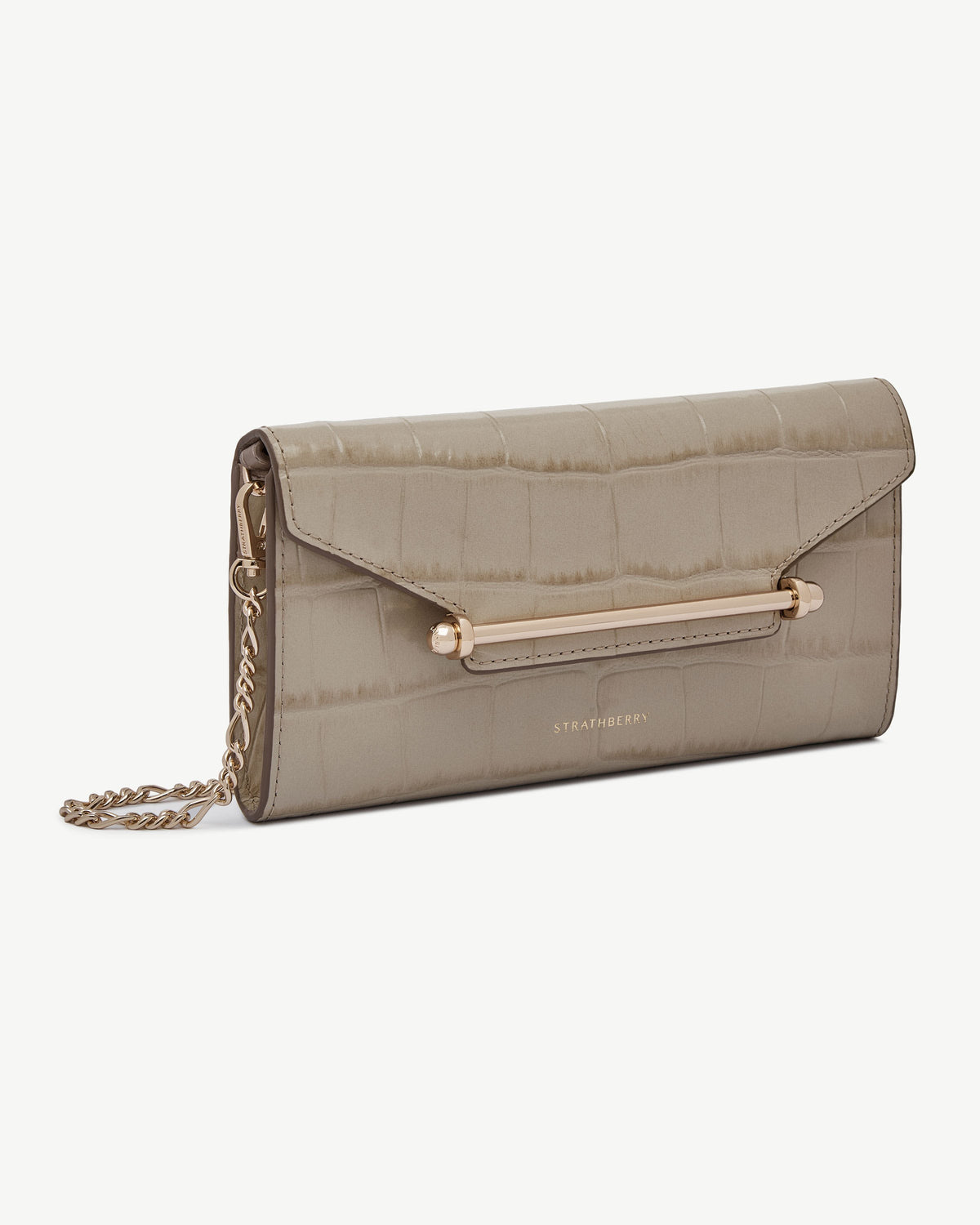 Multrees Chain Wallet - Croc-Embossed Leather Light Taupe