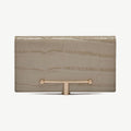 Large Melville Street Wallet - Croc-Embossed Leather Light Taupe