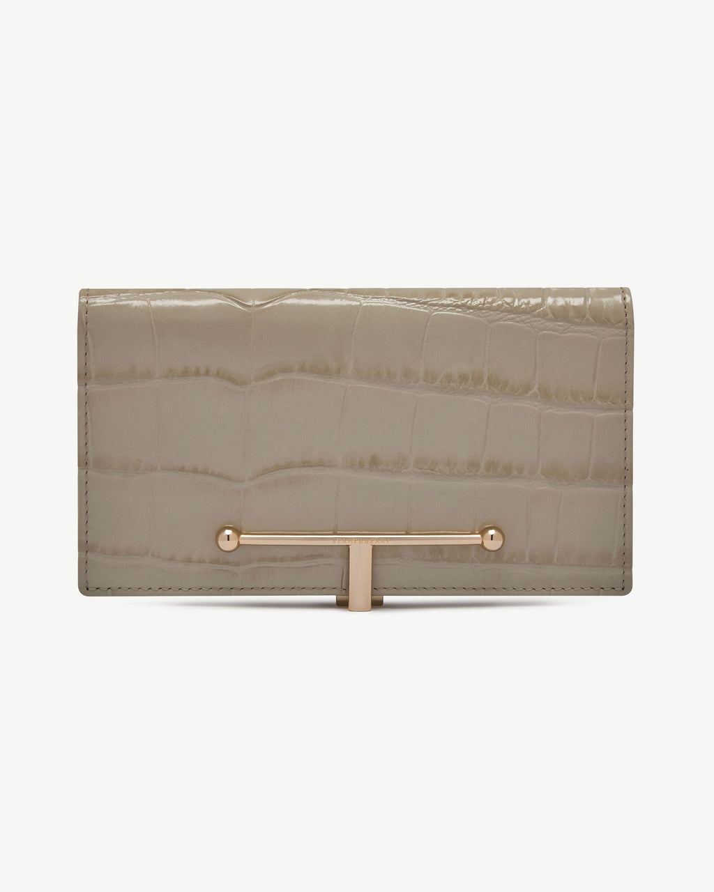 Large Melville Street Wallet - Croc-Embossed Leather Light Taupe