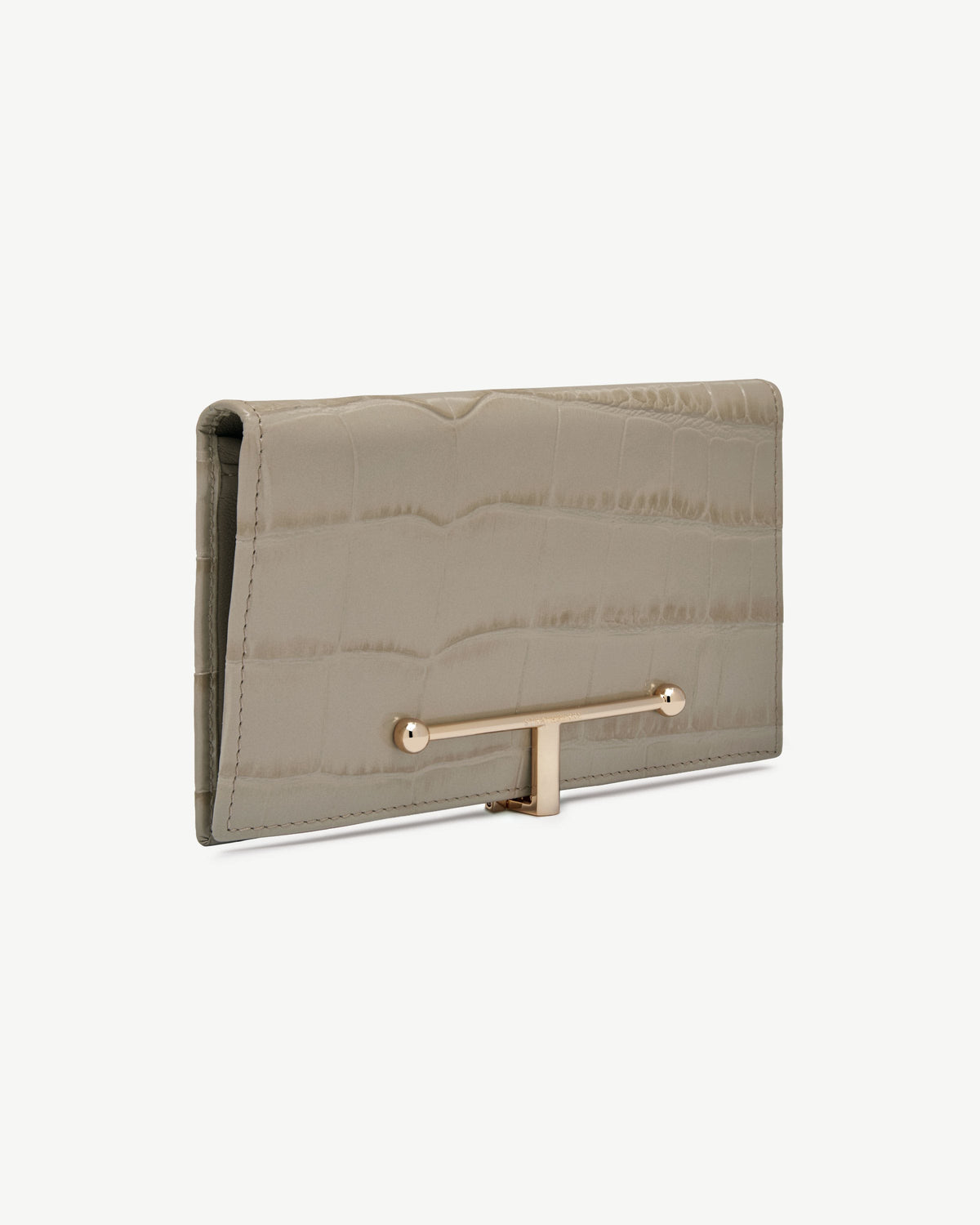 Large Melville Street Wallet - Croc-Embossed Leather Light Taupe