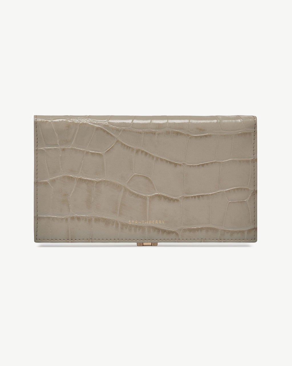 Large Melville Street Wallet - Croc-Embossed Leather Light Taupe