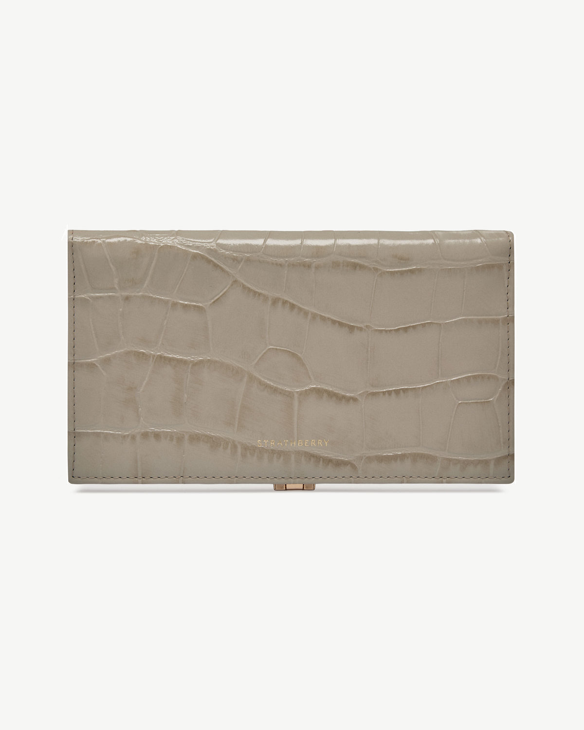 Large Melville Street Wallet - Croc-Embossed Leather Light Taupe