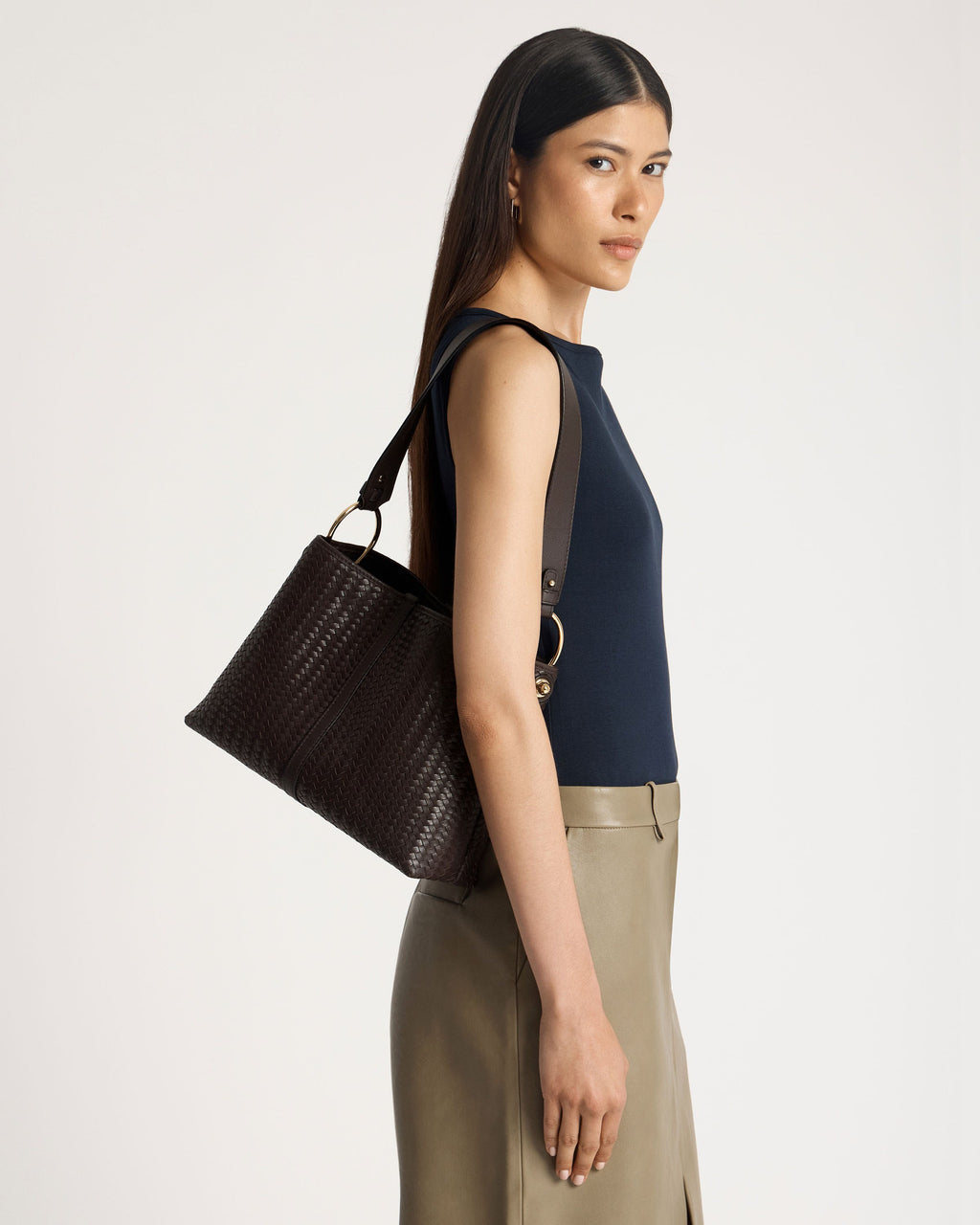 Lana Hobo - Chocolate Woven Leather