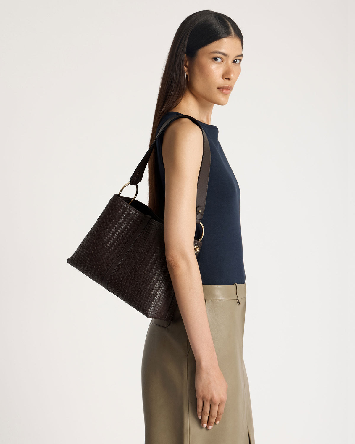 Lana Hobo - Chocolate Woven Leather