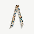 Silk Skinny Scarf - Vanilla/Blue Pop Flowers