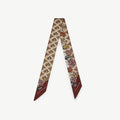 Silk Skinny Scarf - Oxblood/Red Wallpaper Flowers