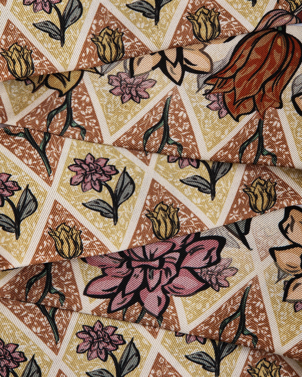 Silk Skinny Scarf - Oxblood/Red Wallpaper Flowers