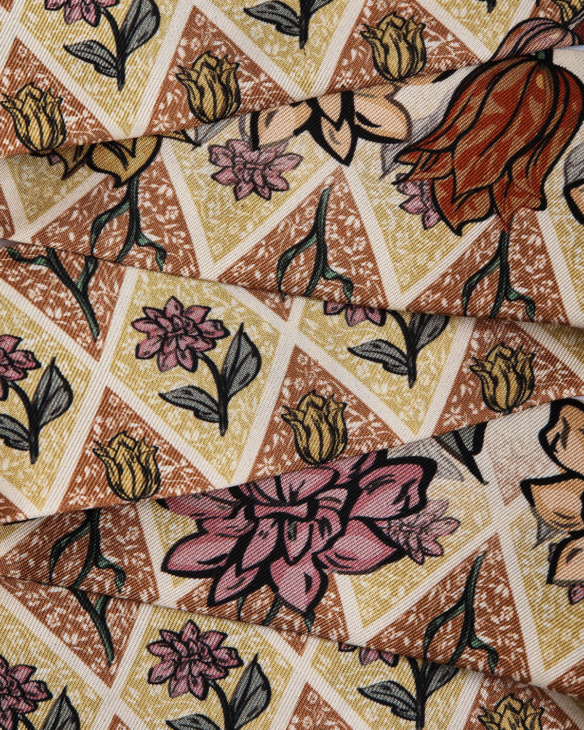 Silk Skinny Scarf - Oxblood/Red Wallpaper Flowers