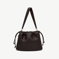 Charlotte Midi Drawstring - Chocolate Woven Leather