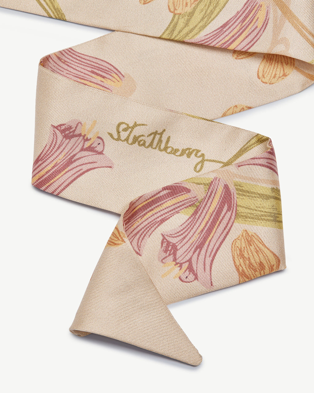 Silk Skinny Scarf - Oat/Lime/Pink