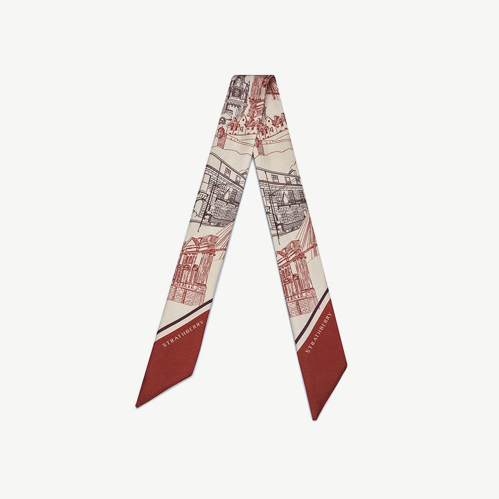 Silk Skinny Scarf - Oxblood/Burgundy Edinburgh Architecture