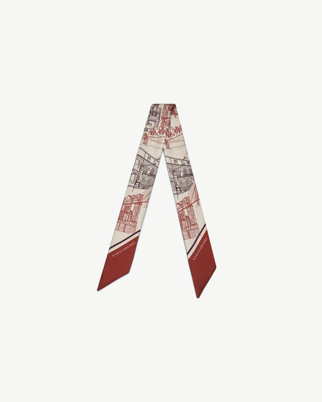 Silk Skinny Scarf - Oxblood/Burgundy Edinburgh Architecture