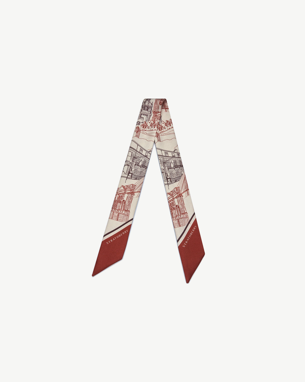 Silk Skinny Scarf - Oxblood/Burgundy Edinburgh Architecture