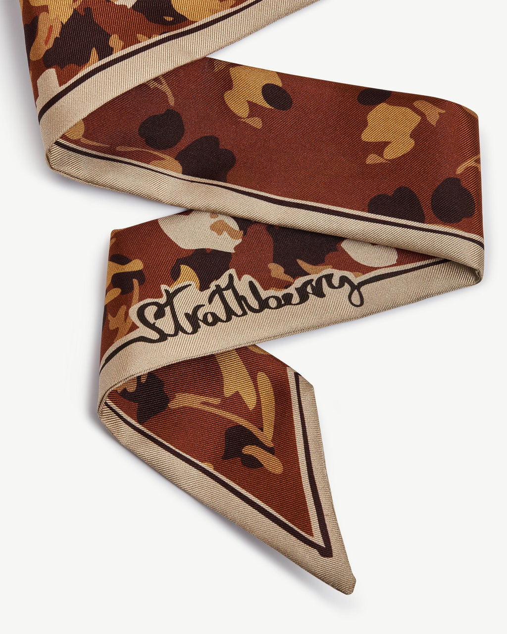 Silk Skinny Scarf - Sand/Oxblood Pop Flowers