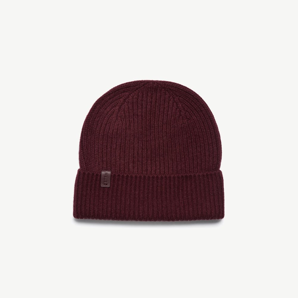 Westray Ribbed Cashmere Beanie - Burgundy