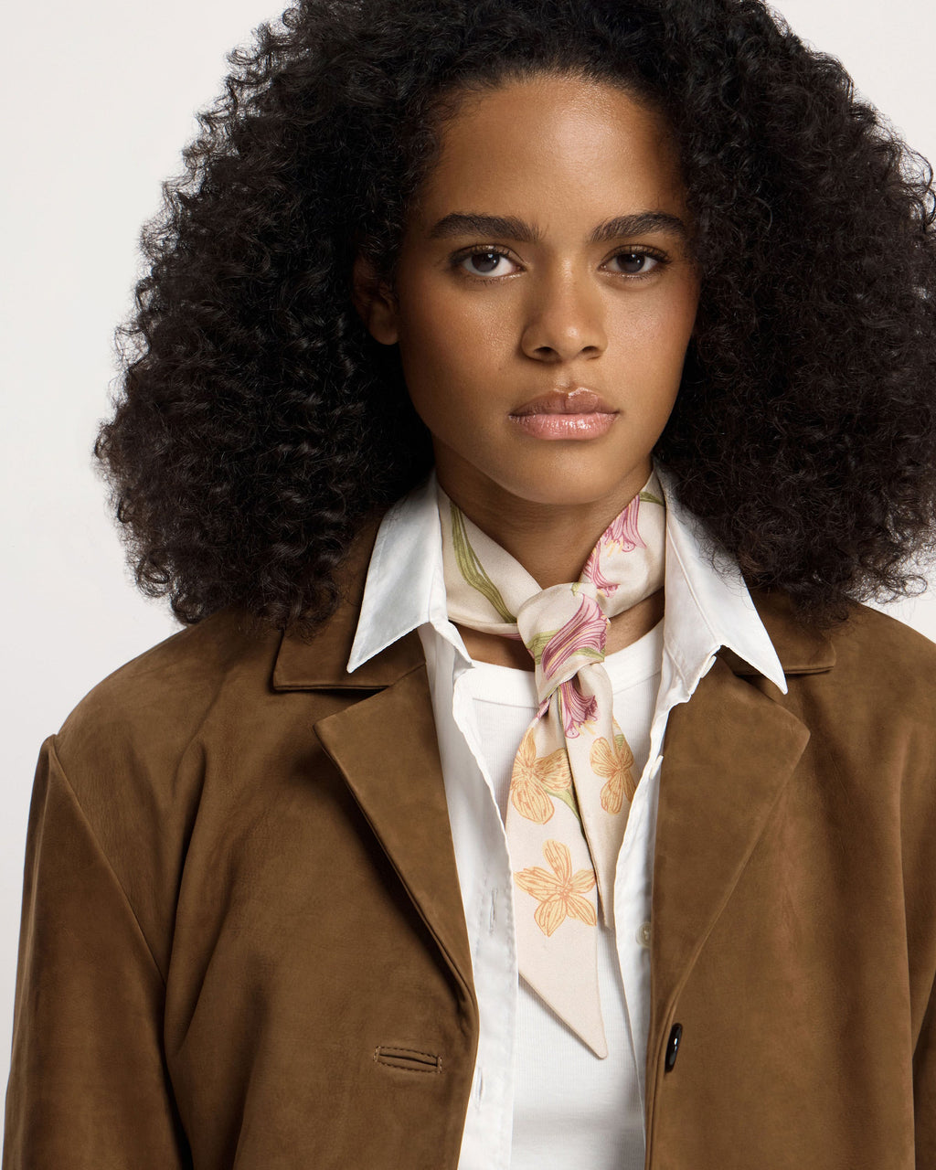Silk Skinny Scarf - Oat/Lime/Pink