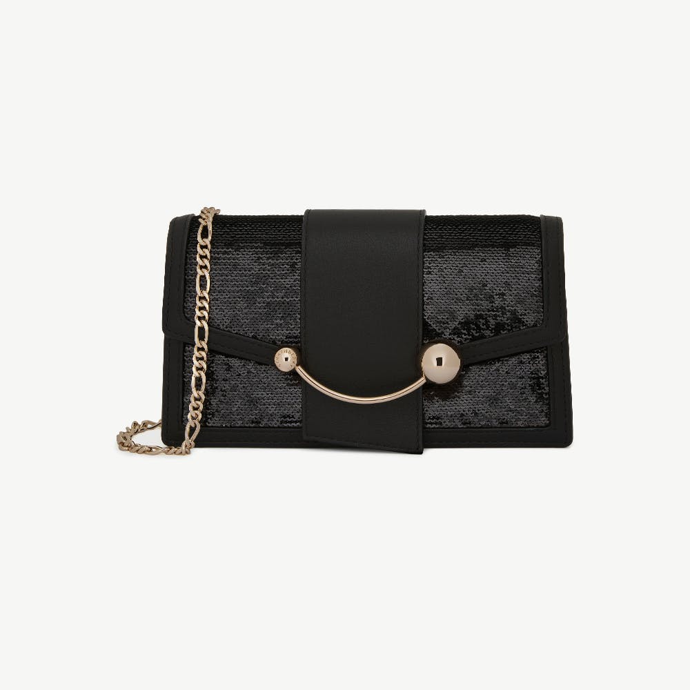 Crescent on a Chain - Black Sequins