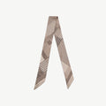 Silk Skinny Scarf - Oat Tartan