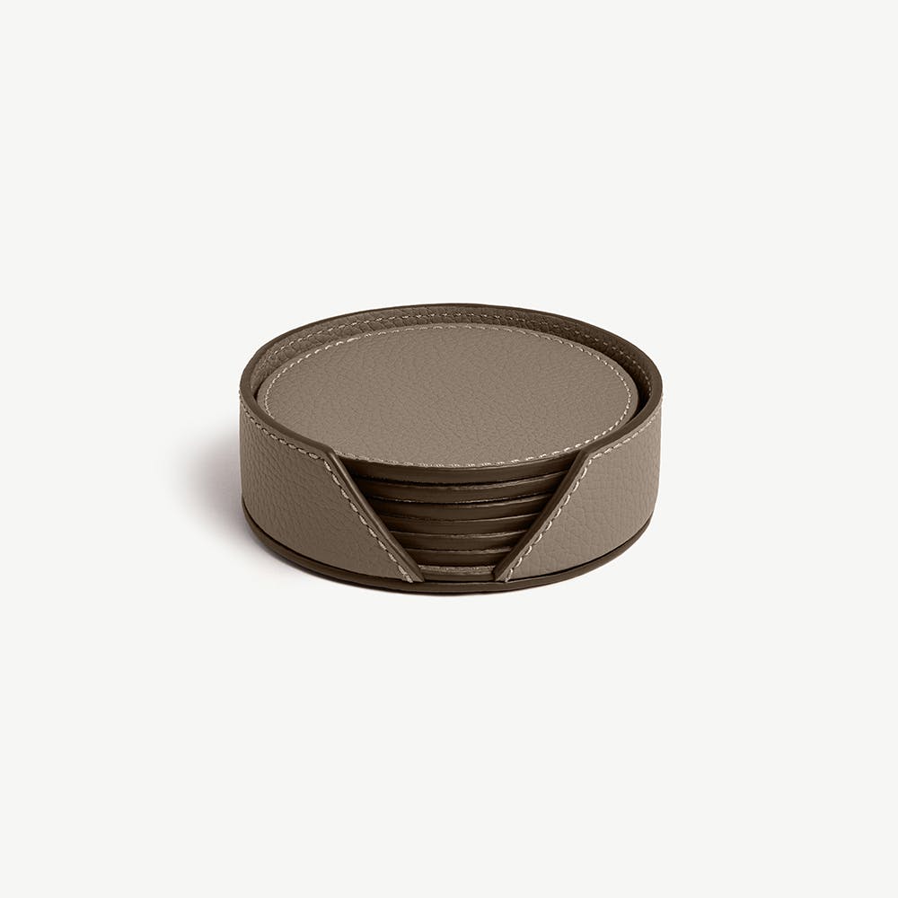 Leather Coasters - Taupe