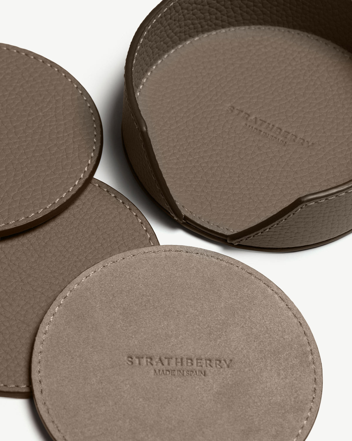 Leather Coasters - Taupe