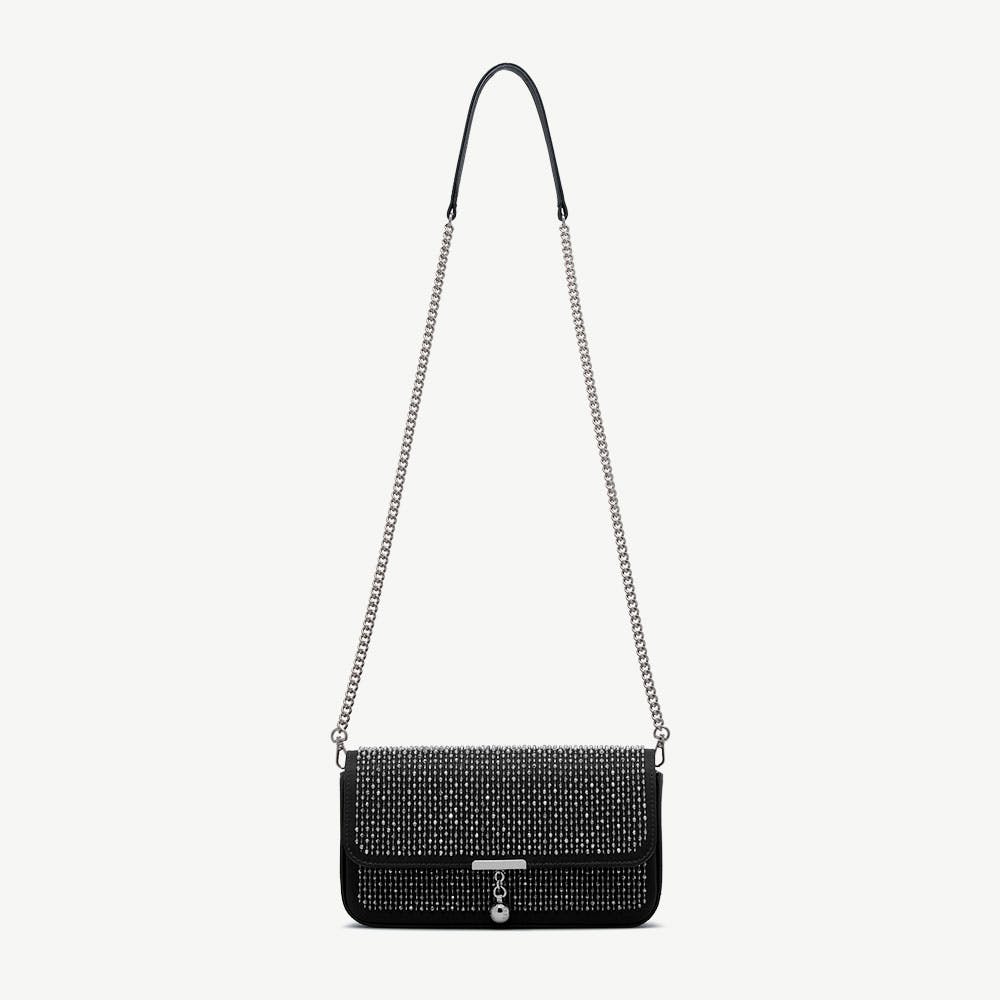 Nocturn Clutch - Black Embroidered Satin