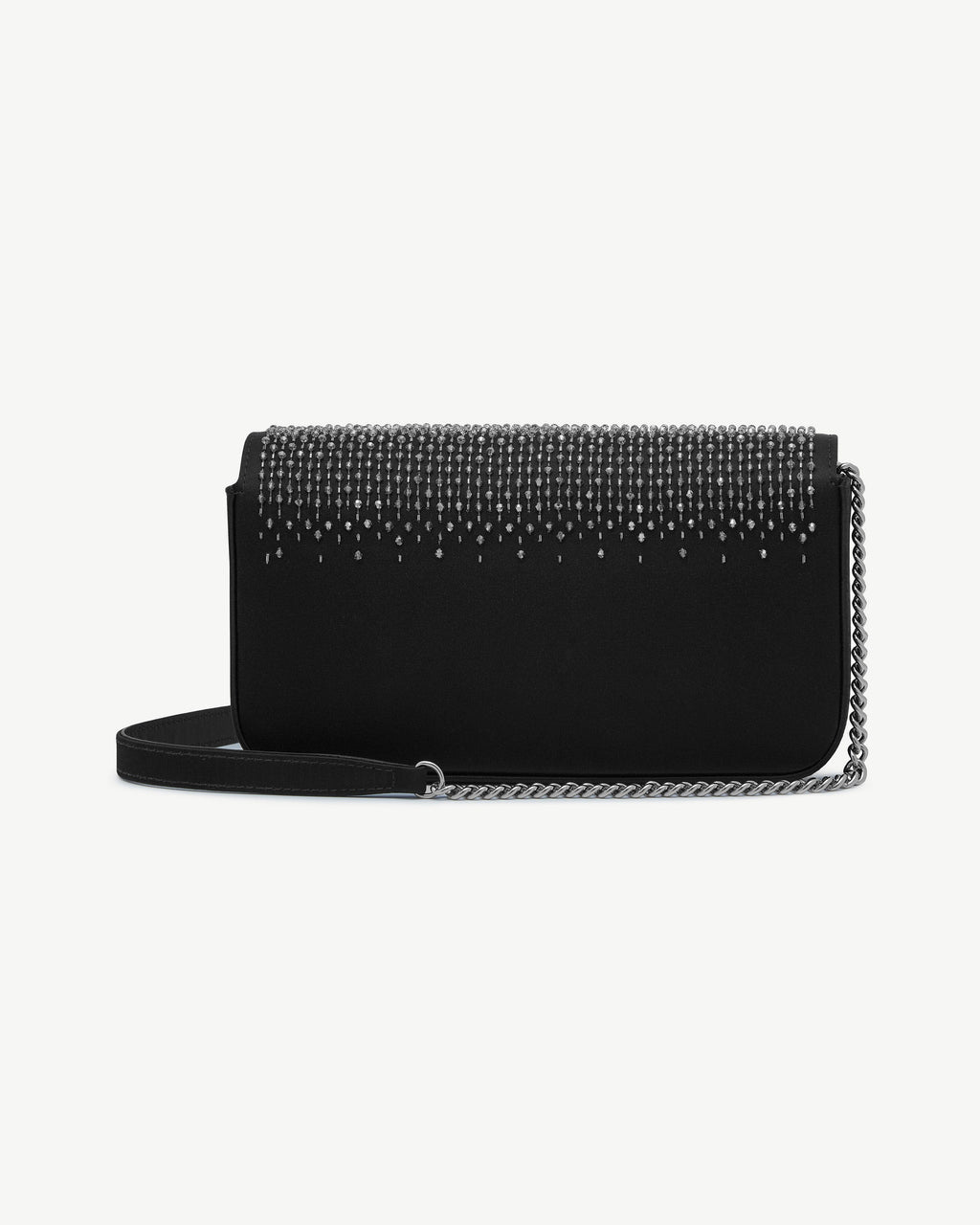 Nocturn Clutch - Black Embroidered Satin