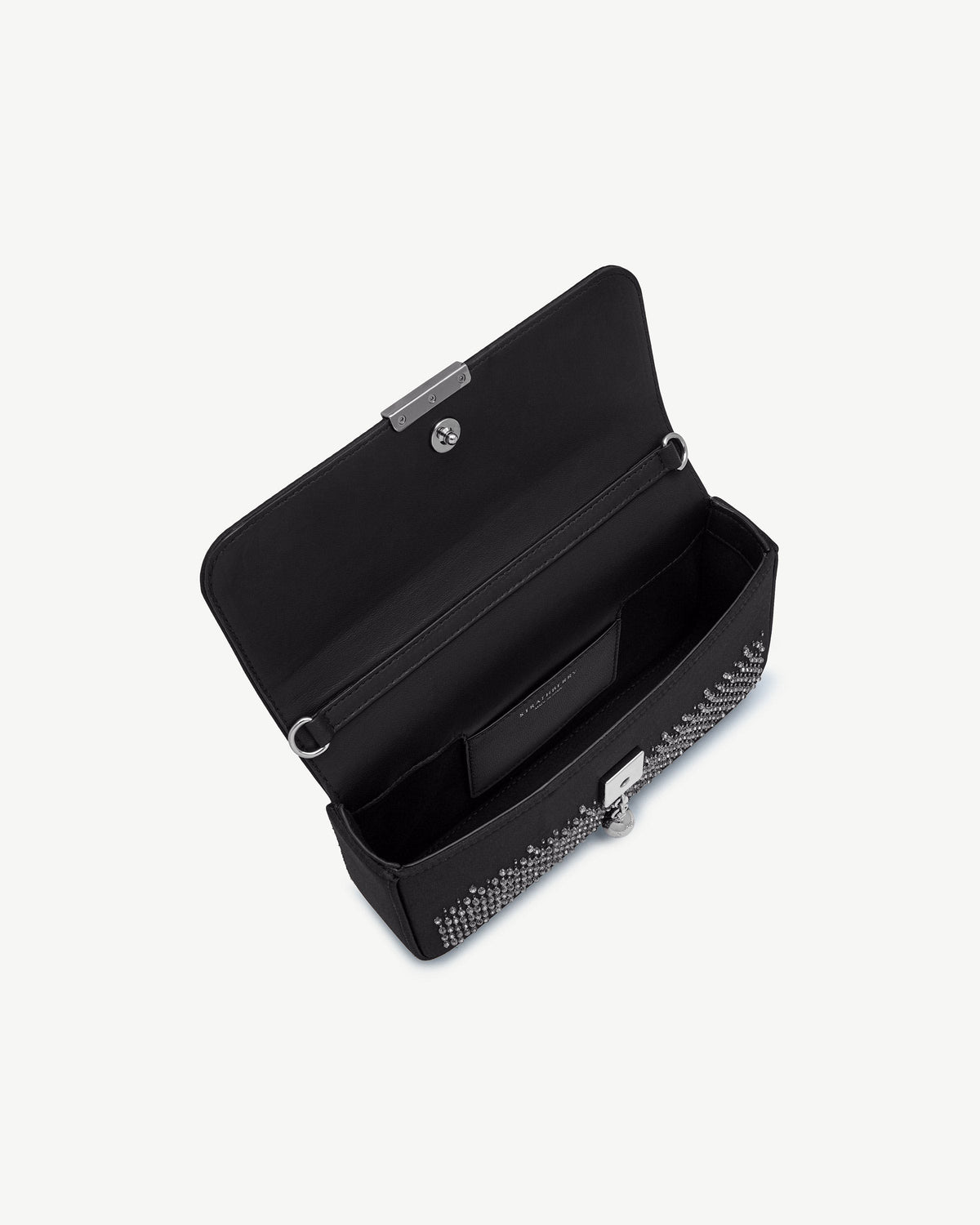 Nocturn Clutch - Black Embroidered Satin